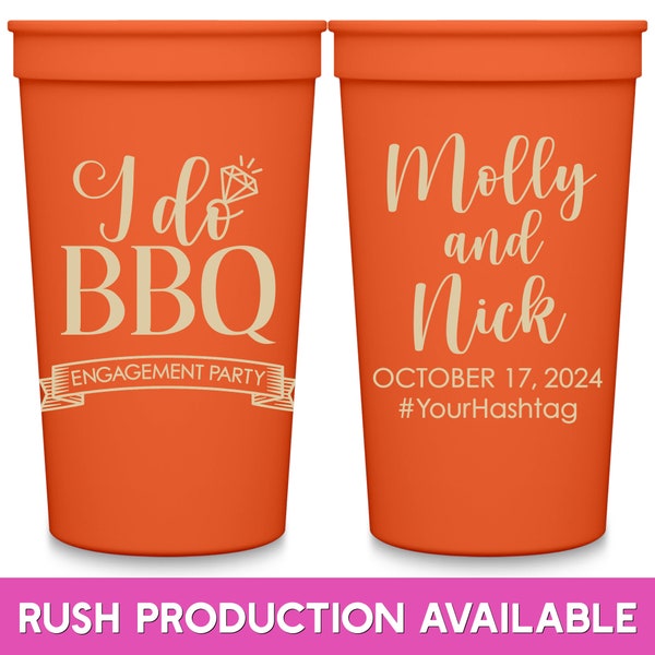 I Do BBQ Wedding Party Cups Engagement Party Favors Personalized Cups Rustic Engagement Party Decor Custom Cups Barbecue Wedding Favors 1A