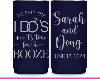 Wedding Can Coolers Wedding Favors for Guests Bulk Slim Can Coolers Wedding Party Gift We Said I Do's Time For Booze Wedding Favor Ideas 3A