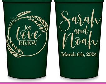 Wedding Party Cups Rustic Wedding Favors For Guests in Bulk Custom Party Cups Barn Wedding Party Gifts for Wedding Guests Let Love Brew 2A
