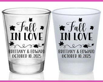 Fall Wedding Favors for Guests in Bulk Fall Themed Wedding Shot Glasses Custom Shot Glasses Autumn Decor Wedding Party Gifts Fall In Love 3A