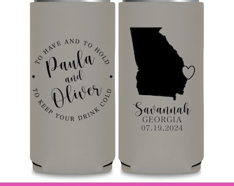 Wedding Can Coolers With Map Wedding Favor Ideas Destination Wedding Favors for Guests Slim Can Coolers To Have To Hold Keep Beer Cold 3B