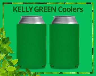 50 KELLY GREEN Collapsable Can Coozie Blank Lot NEW Screen print Birthday 