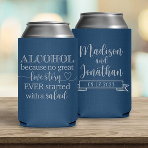 Wedding Can Coolers Funny Wedding Favors for Guests in Bulk Wedding Party Gift Bags Wedding Favor Ideas Alcohol Great Love Story Salad 1A imagem 3