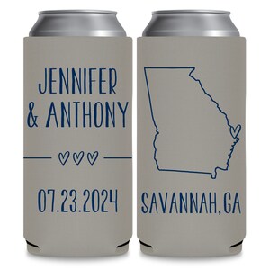 Wedding Can Coolers With Map Destination Wedding Favors for Guests Wedding Party Gifts Slim Can Coolers Bridal Shower Gift for Bridesmaid 2A image 2