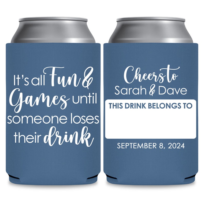 Wedding Can Coolers With Name Tag Fun Wedding Favors for Guests in Bulk Wedding Favor Ideas All Fun & Games Bridal Shower Gift for Guests 1A image 2