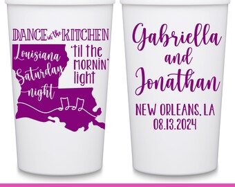 New Orleans Wedding Cups Destination Wedding Favors for Guests in Bulk Custom Cups Mardi Gras Wedding Party Gift Louisiana Saturday Night 1A