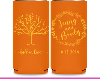 Fall Wedding Decor Rustic Wedding Favors for Guests in Bulk Autumn Wedding Seltzer Slim Can Coolers Fall In Love Barn Wedding Favor Ideas 4B