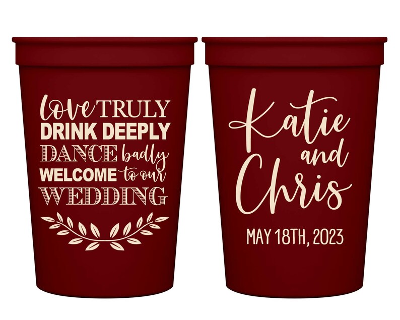 Wedding Party Cups Funny Wedding Favors For Guests in Bulk Custom Party Cups Country Wedding Party Gifts for Wedding Guests Just Hitched 1B