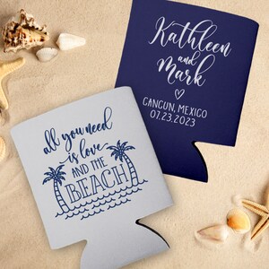 Beach Wedding Favors for Guests in Bulk Asking Bridesmaid Proposal Gift Wedding Can Coolers All You Need Is Love Coastal Wedding Decor 1A image 3