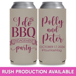I Do BBQ Rustic Engagement Party Decor Slim Can Coolers Asking Bridesmaid Gift Welcome Gift Bags Wedding Can Coolers Wedding Party Gifts 1A image 1
