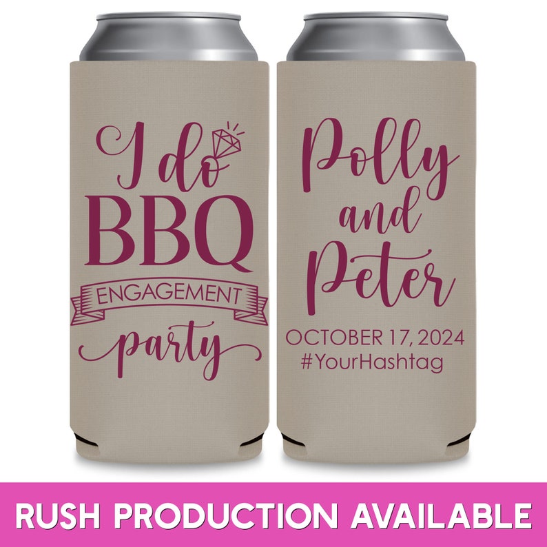 I Do BBQ Rustic Engagement Party Decor Slim Can Coolers Asking Bridesmaid Gift Welcome Gift Bags Wedding Can Coolers Wedding Party Gifts 1A image 1