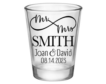 Wedding Shot Glasses Wedding Favors for Guests in Bulk Customized Shot Glasses Wedding Party Gifts for Guests Mr & Mrs Infinity Symbol 2A