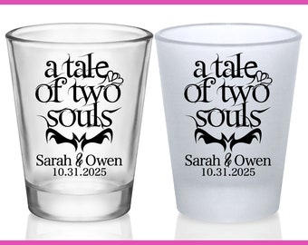 Wedding Shot Glasses Halloween Wedding Favors for Guests Custom Shot Glasses Gothic Wedding Decor Wedding Party Gifts Tale Of Two Souls 1A