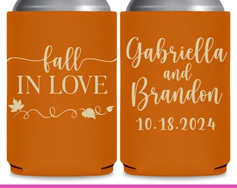 Fall Wedding Favors for Guests in Bulk Rustic Wedding Favor Ideas Autumn Wedding Decor Wedding Can Coolers Fall In Love Fall Wedding Idea 1A