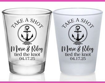 Wedding Shot Glasses Nautical Wedding Favors for Guests in Bulk Customized Shot Glasses Wedding Party Gifts Take A Shot We Tied The Knot 5A