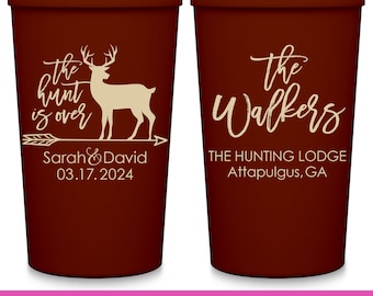 Wedding Party Cups Country Wedding Favors For Guests in Bulk Personalized Cups Rustic Wedding Favors The Hunt Is Over 1A Deer Antler Decor