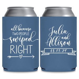 Wedding Can Coolers Tinder Wedding Favors for Guests in Bulk Wedding Party Gifts All Because Two People Swiped Right Wedding Favor Ideas 1A
