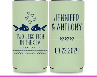 Wedding Can Coolers Cruise Wedding Favors for Guests Slim Can Coolers Nautical Wedding Party Gift for Bridesmaid Two Less Fish In The Sea 2A