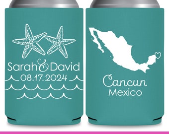 Beach Wedding Favors for Guests in Bulk Asking Bridesmaid Wedding Can Coolers With Map Coastal Wedding Decor Starfish Wedding Favor Ideas 2A