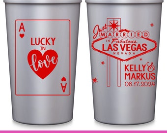 Casino Wedding Party Cups Las Vegas Wedding Favors For Guests in Bulk Personalized Party Cups We Eloped Wedding Party Gifts Lucky In Love 1A