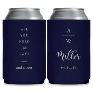 Wedding Can Coolers Wedding Favor Ideas All You Need Is Love & Beers Can Holder Asking Bridesmaid Gifts Wedding Favors for Guests in Bulk 1A image 2