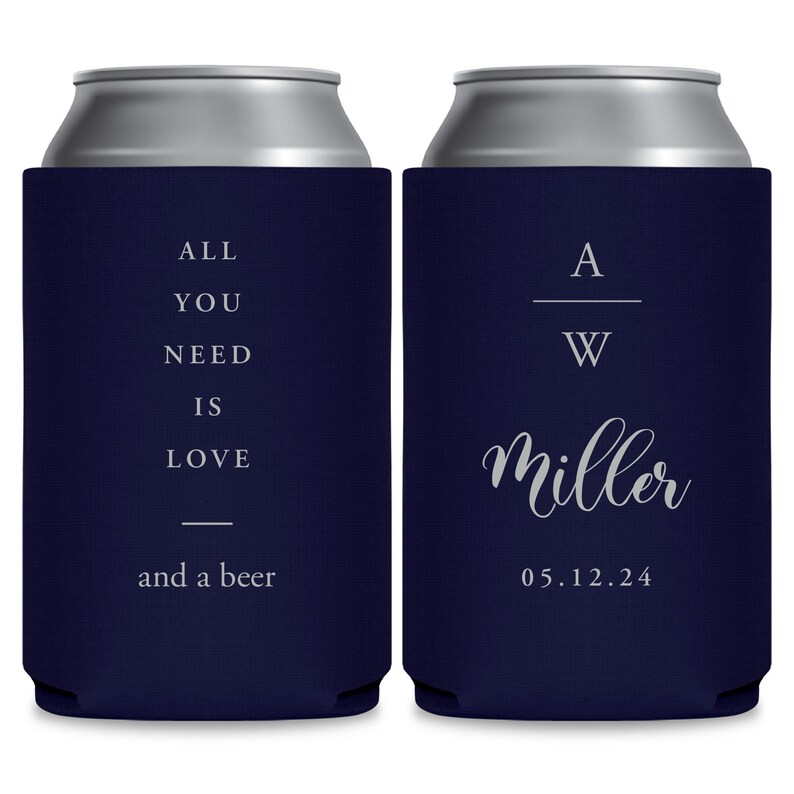 Wedding Can Coolers Wedding Favor Ideas All You Need Is Love & Beers Can Holder Asking Bridesmaid Gifts Wedding Favors for Guests in Bulk 1A image 2