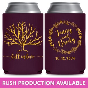 Fall Wedding Favors for Guests Bulk Rustic Wedding Favors Autumn Wedding Favor Ideas Fall In Love Wedding Can Coolers Fall Wedding Decor 4B image 1