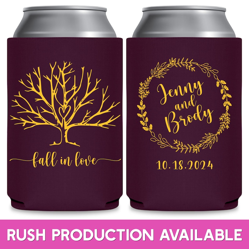 Fall Wedding Favors for Guests Bulk Rustic Wedding Favors Autumn Wedding Favor Ideas Fall In Love Wedding Can Coolers Fall Wedding Decor 4B image 1