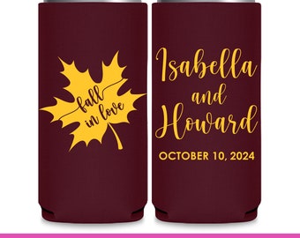 Fall Wedding Favors for Guests in Bulk Rustic Wedding Favor Idea Autumn Wedding Decor Slim Can Coolers Fall In Love Autumn Wedding Favors 5A