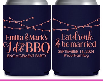 I Do BBQ Wedding Can Coolers Rustic Wedding Favors for Guests in Bulk Engagement Decor Country Wedding Favor Ideas Eat Drink Be Married 2A