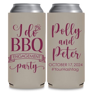 I Do BBQ Rustic Engagement Party Decor Slim Can Coolers Asking Bridesmaid Gift Welcome Gift Bags Wedding Can Coolers Wedding Party Gifts 1A image 2