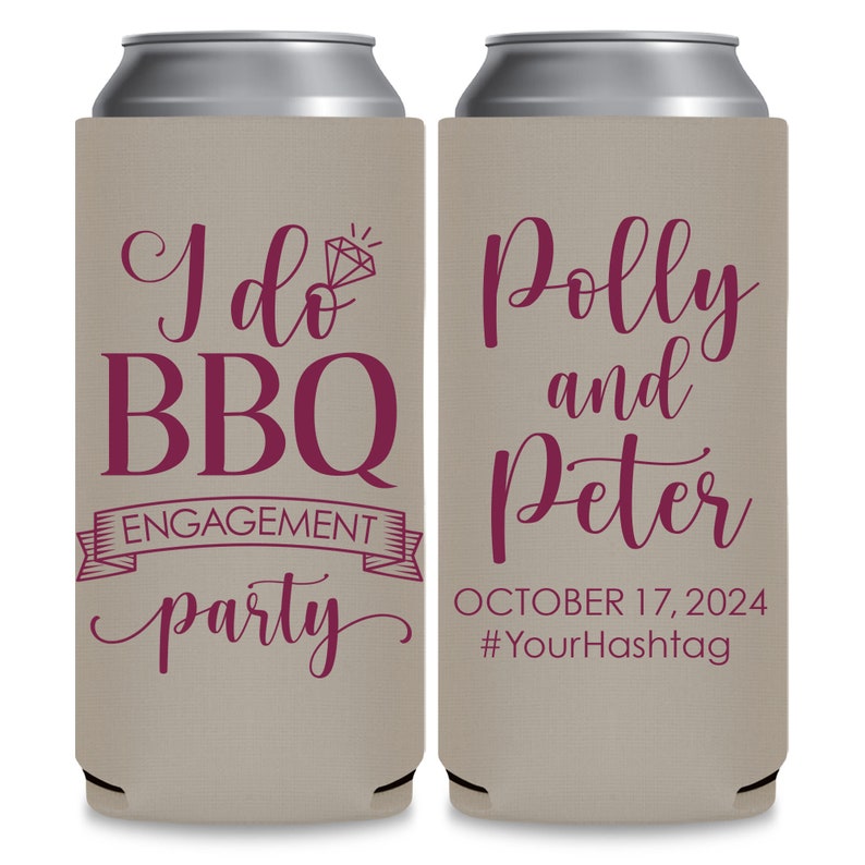 I Do BBQ Rustic Engagement Party Decor Slim Can Coolers Asking Bridesmaid Gift Welcome Gift Bags Wedding Can Coolers Wedding Party Gifts 1A image 2