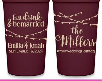 Barn Wedding Cups Rustic Wedding Favors With Hanging Lights Customized Cups Wedding Party Favors Boho Wedding Decor Eat Drink Be Married 7A