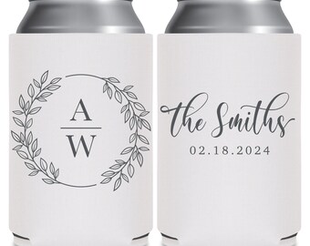 Wedding Can Coolers Minimalist Wedding Favors for Guests in Bulk Wedding Party Gift Wedding Monogram Basic Floral Wedding Decorations 3A