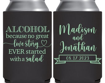 Wedding Can Coolers Funny Wedding Favors for Guests in Bulk Wedding Party Gift Bags Wedding Favor Ideas Alcohol Great Love Story Salad 1A