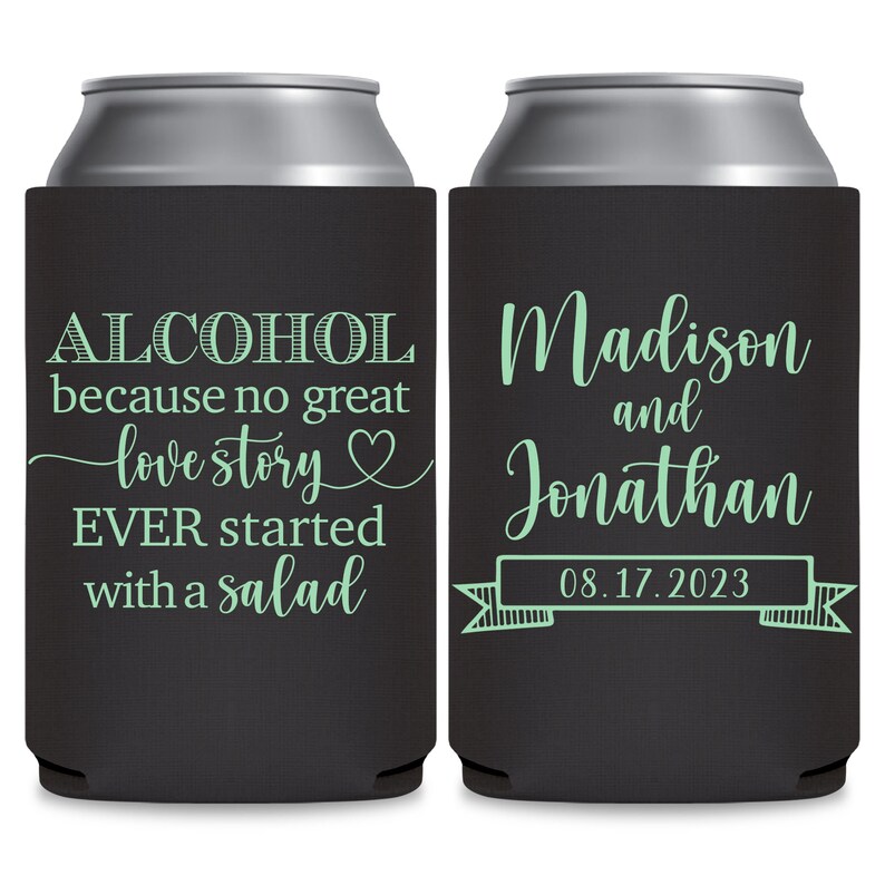 Wedding Can Coolers Funny Wedding Favors for Guests in Bulk Wedding Party Gift Bags Wedding Favor Ideas Alcohol Great Love Story Salad 1A imagem 2