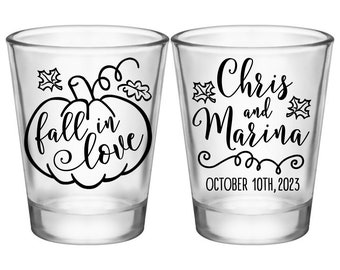 Fall Wedding Favors for Guests in Bulk Wedding Shot Glasses Custom Shot Glasses Pumpkin Wedding Decor Wedding Party Gifts Fall In Love 6A2