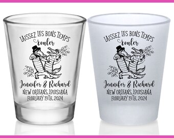 Wedding Shot Glasses New Orleans Wedding Favors for Guests in Bulk Custom Shot Glasses Wedding Alligators Laissez Les Bon Temps Rouler 1A