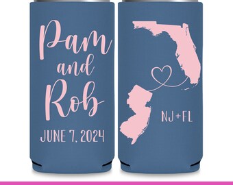 Wedding Can Coolers With Maps Custom Wedding Favors for Guests in Bulk Seltzer Slim Can Cooler Wedding Party Gift Home Is Where You Are 1A