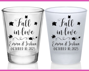 Fall Wedding Favors for Guests in Bulk Fall Themed Wedding Shot Glasses Custom Shot Glasses Autumn Decor Wedding Party Gifts Fall In Love 3B