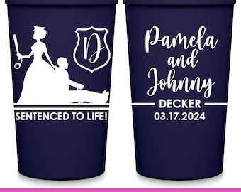 Policewoman Wedding Party Cups Cop Wedding Favors For Guests in Bulk Personalized Party Cups Police Wedding Party Gift Sentenced To Life 1A