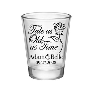 Wedding Shot Glasses Fairytale Wedding Favors for Guests Personalized Shot Glasses Beauty & The Beast Themed Wedding Tale As Old As Time 1A