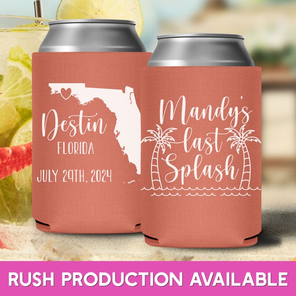 Beach Bachelorette Party Asking Bridesmaid Proposal Gift for Bridesmaid Last Splash Custom Can Cooler Bachelorette Beach Party Favors 1A