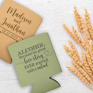 Wedding Can Coolers Funny Wedding Favors for Guests in Bulk Wedding Party Gift Bags Wedding Favor Ideas Alcohol Great Love Story Salad 1A imagem 4