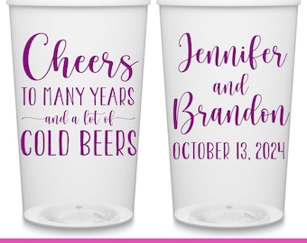 Wedding Cups Wedding Favors for Guests in Bulk Personalized Party Cups Wedding Party Gifts Custom Cups Cheers To Many Years & Beer Cups 2A