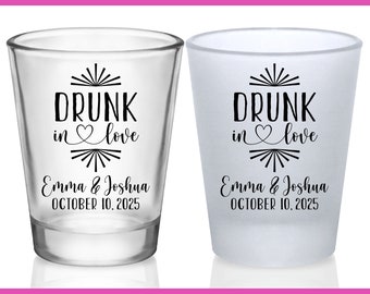 Wedding Shot Glasses Funny Wedding Favors for Guests in Bulk Customized Shot Glasses Wedding Party Gift Wedding Party Gifts Drunk In Love 1C