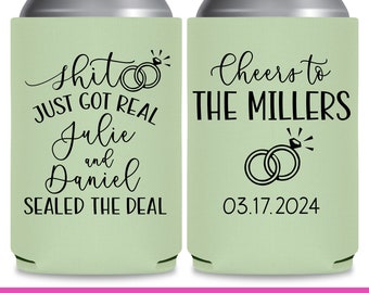 Wedding Can Coolers Fun Wedding Favors for Guests in Bulk Wedding Favor Ideas Wedding Party Gifts for Wedding Guest Shit Just Got Real 1B
