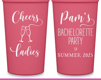 Bachelorette Cups Personalized Bachelorette Party Favors Bridesmaids Cups Wedding Party Favors Beach Bachelorette Party Cheers Ladies 1A