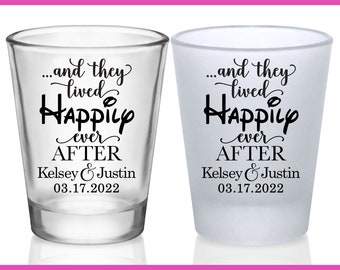Wedding Shot Glasses Fairytale Wedding Favors for Guests in Bulk Custom Shot Glasses Wedding Party Gifts They Lived Happily Ever After 1B