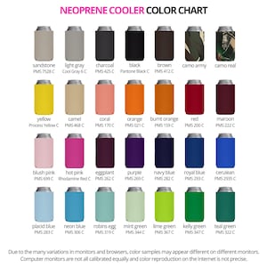 a color chart for a can of neoprene cooler
